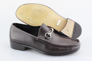 Men's GUCCI 'Horsebit' Dark Brown Leather Loafers Size US 8.5 - D GUCCI 8.5 - D - Picture 1 of 6