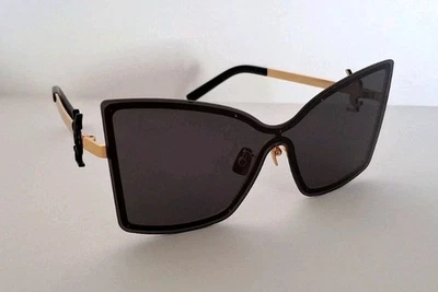Gafas de sol Saint Laurent SLM121F grises con montura de metal dorado geométrico Foto 1 de 4