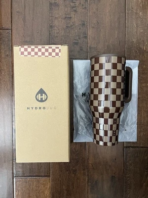 Hydrojug Fall Collection Autumn Espresso Checkers Traveler 40oz Tumbler IN HAND