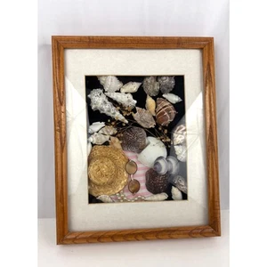 VTG Handmade Sea Shell Beach Art 12"x15" Nautical Beachy Shadowbox - Picture 1 of 8