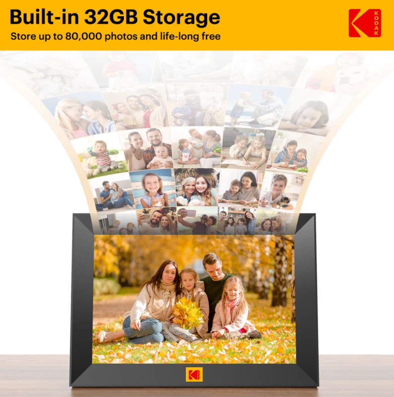 KODAK 10.1-inch Classic Digital Photo Frame CF102P, Wi-Fi, HD Touch-Screen 32GB - Image 1 of 4