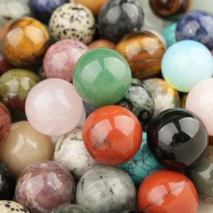 6 PIEZAS 25mm Piedras Preciosas Esfera Sin Agujero Cristal de Sanación Reiki Meditación Yoga Energía - Imagen 1 de 81