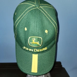 Gorra John Deere a rayas centrales Bill Cap verde amarillo logotipo desde 1837 talla única flexible - Imagen 1 de 8