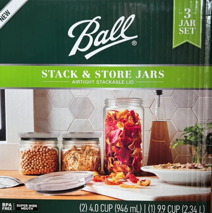 BALL 3 PC STACK & JARS 2- 4 Cup & 1- 9.9 Cup Extra Large Mouth. 396