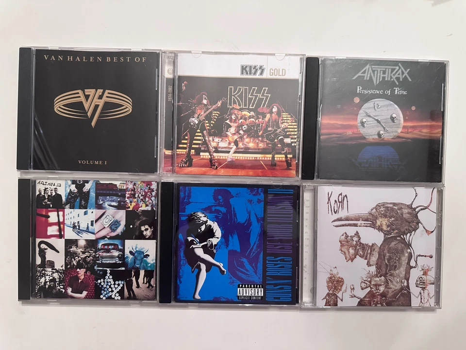 Rock CD Lot Of 6: Kiss Van Halen Anthrax Guns N Roses Korn U2 - Imagem 1 de 4