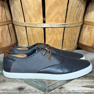 Tenis informales con cordones de lona de sarga encerada de cuero gris sintético Aldo para hombre talla 13 Foto 1 de 4