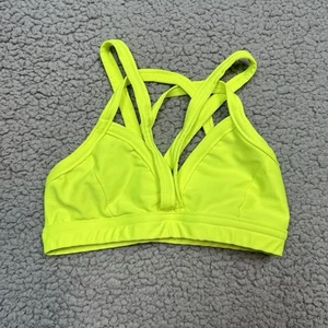 Details Dancewear Dance Top Girls Medium Neon Yellow Strappy Convention Wear - Picture 1 of 4