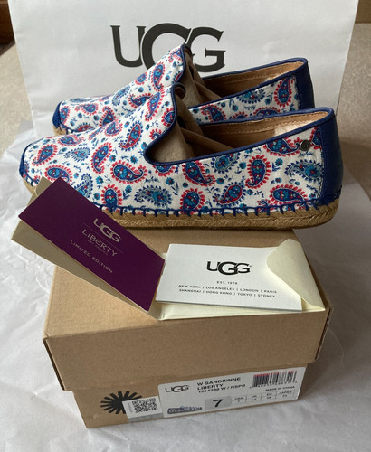 *NUOVO*CONFEZIONATO*UGG LTD EDITION SANDALI ESPADRILLAS SANDRINNE STAMPA LIBERTY UK4.5 5.5