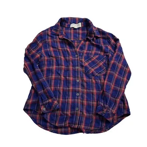 Camisa Anthropologie Tela y Piedra Franela Cuadros Botón Frontal Talla PXS Excelente - Imagen 1 de 12