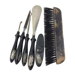 Victorian Vanity 6 piezas Juego de herramientas para uñas decoradas con cuerno gancho con botones de madera - Imagen 1 de 12