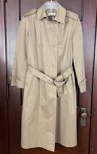 VTG JG Hook Women’s 14 Tan Trench Coat Removable Plaid Liner Belted Long Retro - Picture 1 of 23