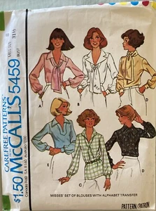 WOMENS UNCUT MCCALLS 5459 Sewing Pattern SHIRT BLOUSE TOP SIZE 8 31.5" BUST - Picture 1 of 2