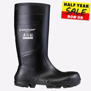 Dunlop Work-It Full Safety Hombre IMPERMEABLE Sin cordones Wellington Negro - Imagen 1 de 5