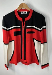 Vintage SAN REMO by Loura Strick Reißverschluss vorne Color Block Größe S - Bild 1 von 6