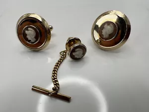 Gemelos camafeo vintage y corbata - Imagen 1 de 9