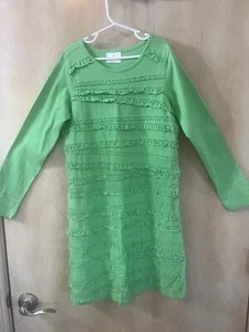 Hanna Andersson Girl’s Dress Green Ruffled L/S EUR Size 140 US Size 10 EUC - Picture 1 of 6