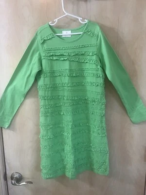 Hanna Andersson Girl’s Dress Green Ruffled L/S EUR Size 140 US Size 10 EUC  - Image 1 of 4