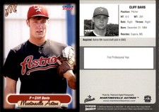 Cliff Davis 2003 Choice Martinsville Astros #NNO RC Card *AutographDen*