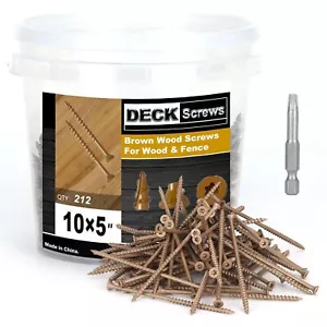 Deck Screws #10 x 5’’, T25 Star Torx Drive Flat Head Wood Screws, Brown, 5lb - Picture 1 of 6