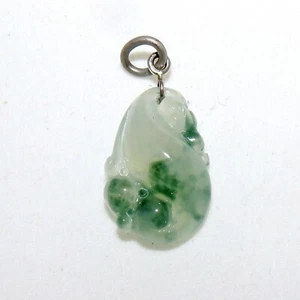 1.05" Chinese 14K Gold Pendant w/ Carved A Grade Icy & Green JADEITE Jade w/ COA - Picture 1 of 12