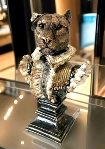 Skulptur Leopard 23 cm Figur Kunst Tierfigur Barock Löwe Statue Abstrakt Deko - Bild 1 von 5