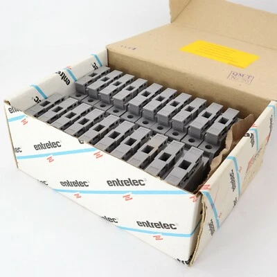 Box of 20 Entrelec  M10/16 Terminal Block Fuse Holder 011537805 Gray DIN Mount - Image 1 of 4