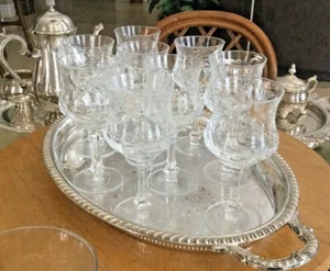 Bohemian Vintage Heavy Leaded Crystal Etched and Cut Glass Wine/Goblets - Picture 1 of 6