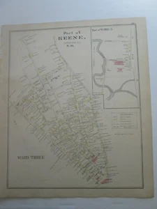 1892 NEW HAMPSHIRE ANTICA MAPPA, KEENE WARD 3 & 5, KEENE PARTE DEL RIONE 4 - Foto 1 di 3