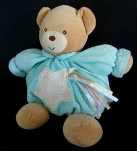 L6. DOUDOU BOULE KALOO OURS bleu étoile blanc Que du bonheur 25cm EXCELLENT ETAT - Picture 1 of 5