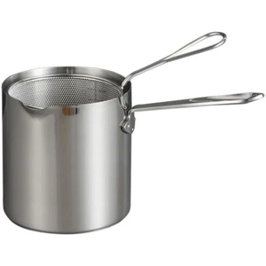 Stainless Steel Fryer Fine Mesh Deep Basket Frying Pan with Lid Dad - Picture 1 of 12