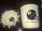 Handmade NFL Pittsburgh Steelers Ceramic Bowl And Canister White With Logo