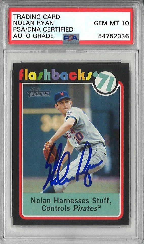 Nolan Ryan Signed 2020 Topps Flashbacks '91 BF7 Card PSA 84742336 GEM MINT 10 - Image 1 of 1