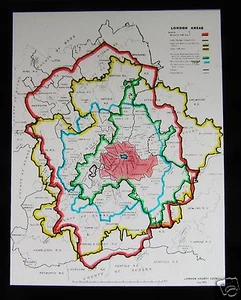 VINTAGE Magic Lantern Slide MAP OF LONDON COUNCILS DATED 1939 ENGLAND - Picture 1 of 2