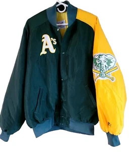 Vintage Oakland A's Quilted Diamond Collection Sz XL Starter Jacket MADE in USA - Picture 1 of 12