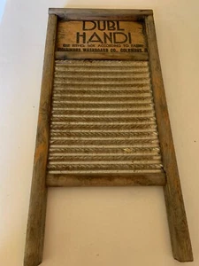 VINTAGE Washing Board 18"x8.5" Dubl Handi Columbus Washboard Co. - Picture 1 of 4