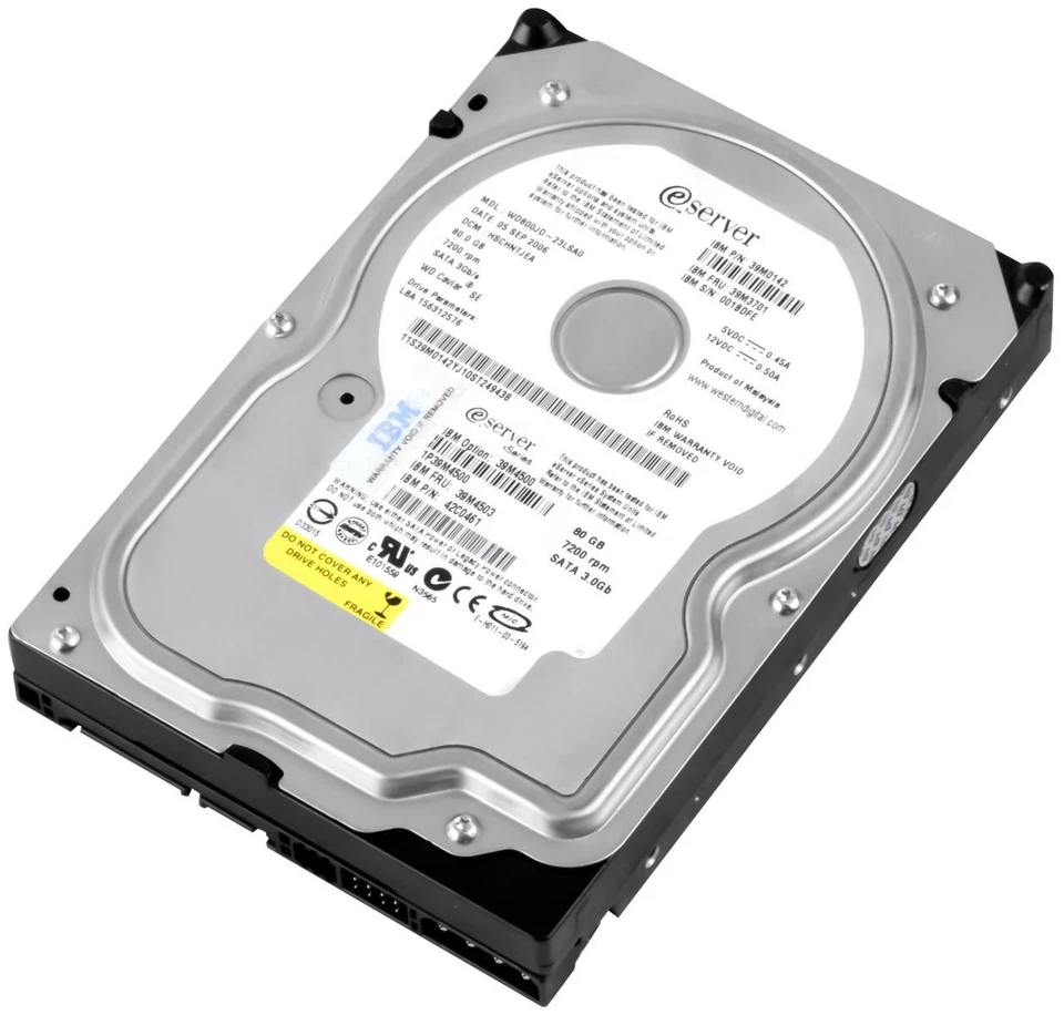 Hard Drive IBM 39M4503 42C0461 WD800JD 80GB 7200U/Min 8MB SATA II 3.5'' - Image 1 of 3