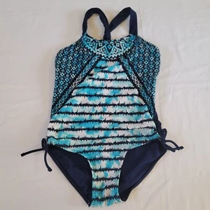Traje de baño de una pieza Justice Girls medallón tie dye corbatas laterales cruzadas 14 - Imagen 1 de 3