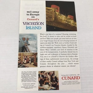 Cunard Eagle Airways Cruise Ship Vtg 1961 Print Ad Original Color Advertising - Picture 1 of 4