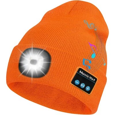 Unisex Bluetooth Gorro 4 Luces LED USB Recargable Inalámbrico Auriculares Gorra Foto 1 de 4
