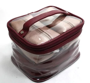 Thirty-One 31 Total Beauty Trio Burgundy & Pink Pebble Travel Bag 4 Pc. Set NEW - Picture 1 of 10