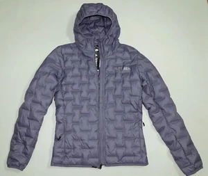 NEW Adidas Light Down Hooded Jacket in Orbit Violet Size Small Zip-Front - Picture 1 of 12