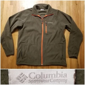 Columbia Fleece Jacket Women’s Large Olive Green & Orange Full Zip - Picture 1 of 8