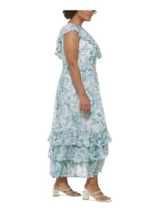 Calvin Klein Damen weiß gefüttert ärmellos Maxi Fit & Flare Kleid Größe 14W