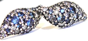 DAVID YURMAN PAVE FLUTE BLUE SAPPHIRE DIAMOND EARRINGS - Picture 1 of 5