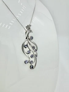 Italian Sterling Silver Necklace with Tanzanite Gemstones Peacock Pendant dan80 - Picture 1 of 5