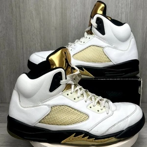 Nike Air Jordan 5 Retro Olímpico Dorado Metálico Blanco Para Hombres 13 136027-133 Tenis - Imagen 1 de 10
