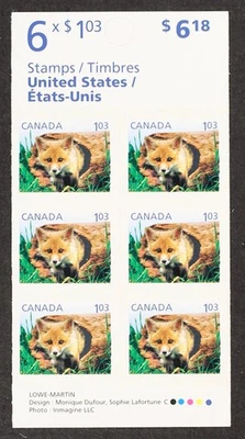 CANADA 2011 #2430a BK441, $1.03 Baby Red Fox booklet Mint NH - Image 1 of 2