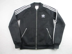 Adidas Jacket Womens M 10 Black White Supergirl TT Trefoil Mesh Full Zip AJ7973 - Picture 1 of 12
