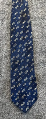 "Corbata de seda Armani Collezioni hecha en Italia patrón de remolino dorado azul marino 3,75""" Foto 1 de 4