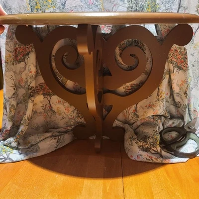 Vintage Hanging Wall Shelf Farmhouse Victorian Wood 14" Wx7" Deep - Image 1 of 4